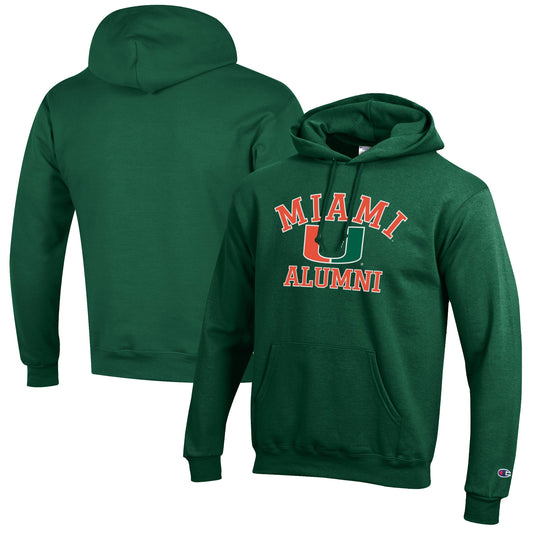 Men's Champion  Green Miami Hurricanes Alumni Logo Pullover Hoodie