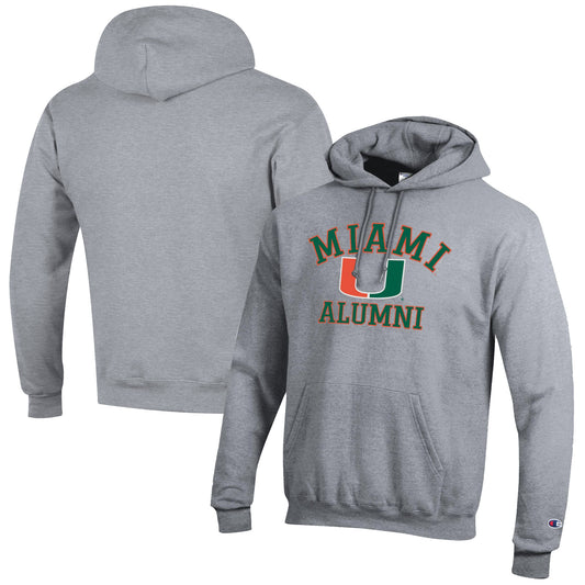 Men's Champion  Gray Miami Hurricanes Alumni Logo Pullover Hoodie