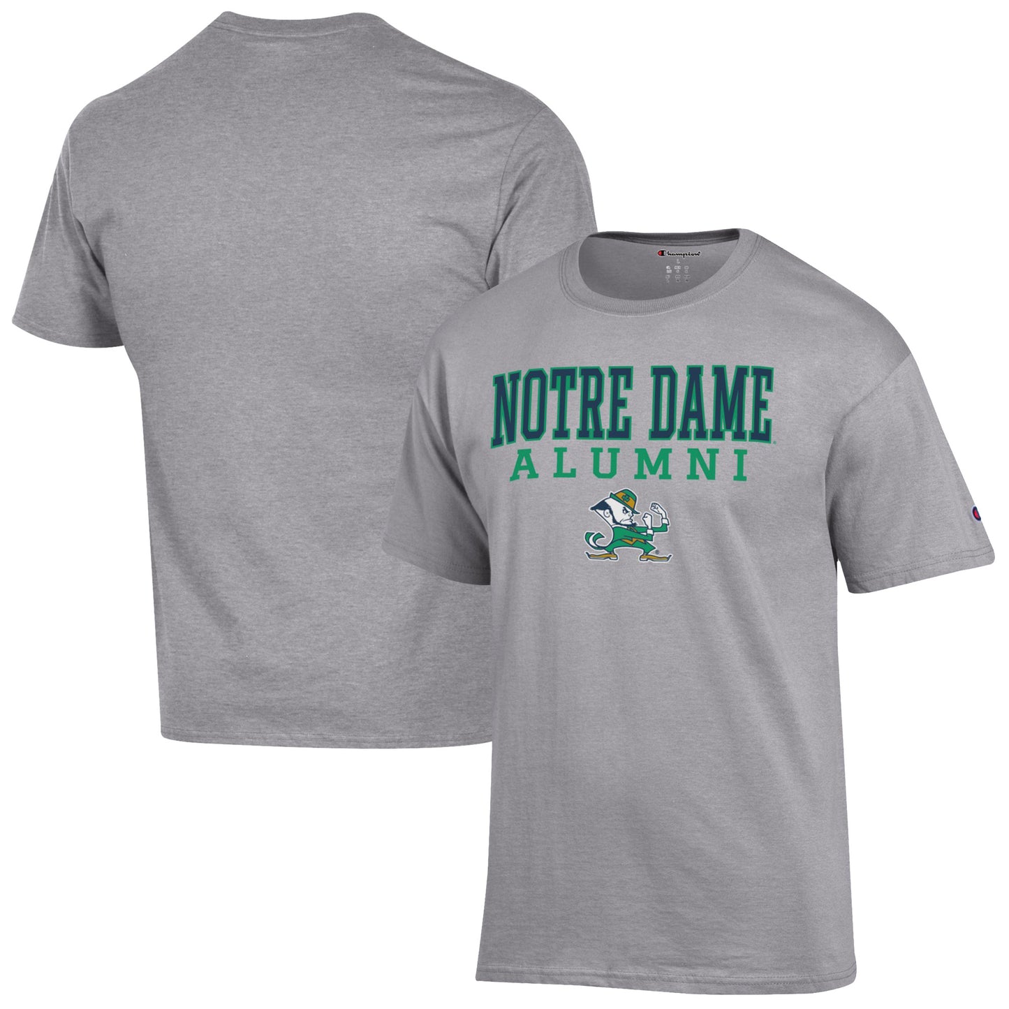 Men's Champion  Gray Notre Dame Fighting Irish Alumni Logo Stack T-Shirt