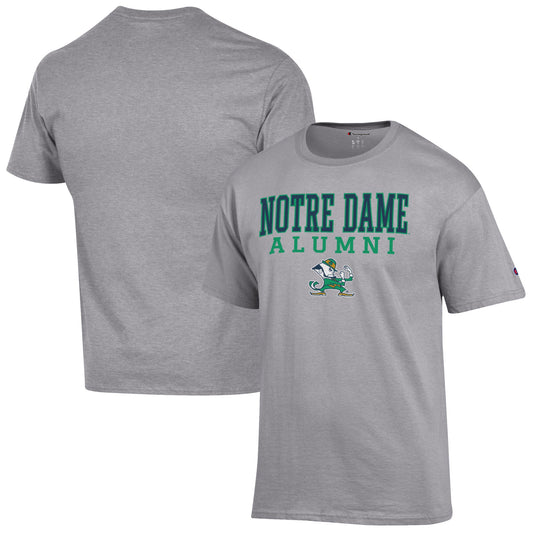 Men's Champion  Gray Notre Dame Fighting Irish Alumni Logo Stack T-Shirt