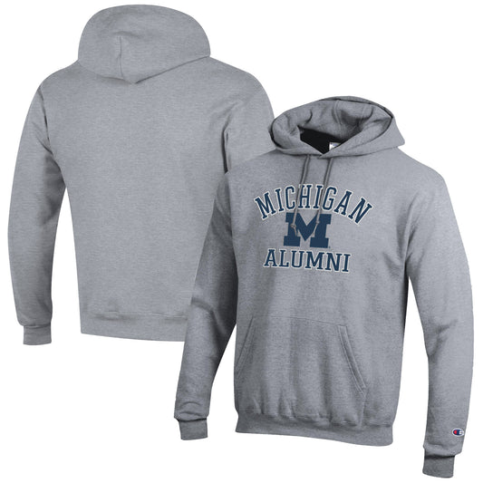 Men's Champion  Gray Michigan Wolverines Alumni Logo Pullover Hoodie