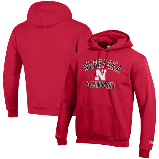 Men's Champion  Scarlet Nebraska Huskers Alumni Logo Pullover Hoodie