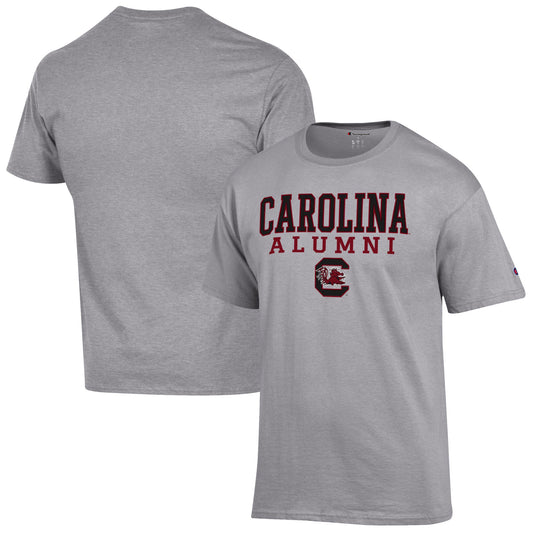 Men's Champion  Gray South Carolina Gamecocks Alumni Logo Stack T-Shirt