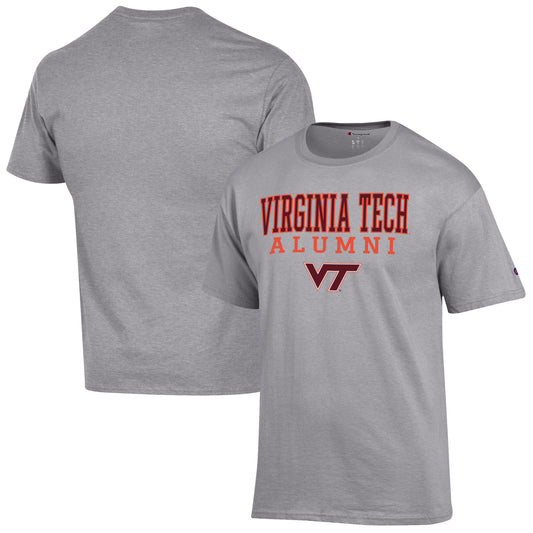 Men's Champion  Gray Virginia Tech Hokies Alumni Logo Stack T-Shirt