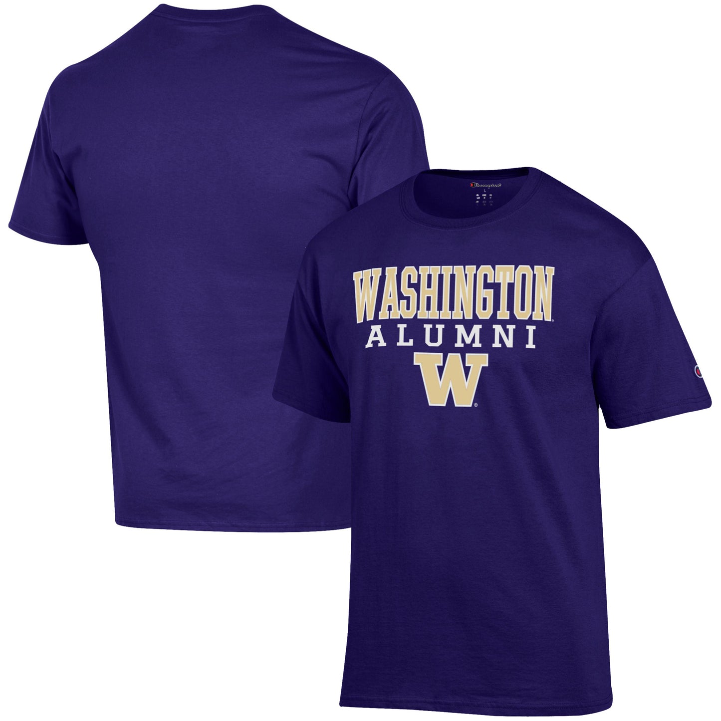 Men's Champion  Purple Washington Huskies Alumni Logo Stack T-Shirt