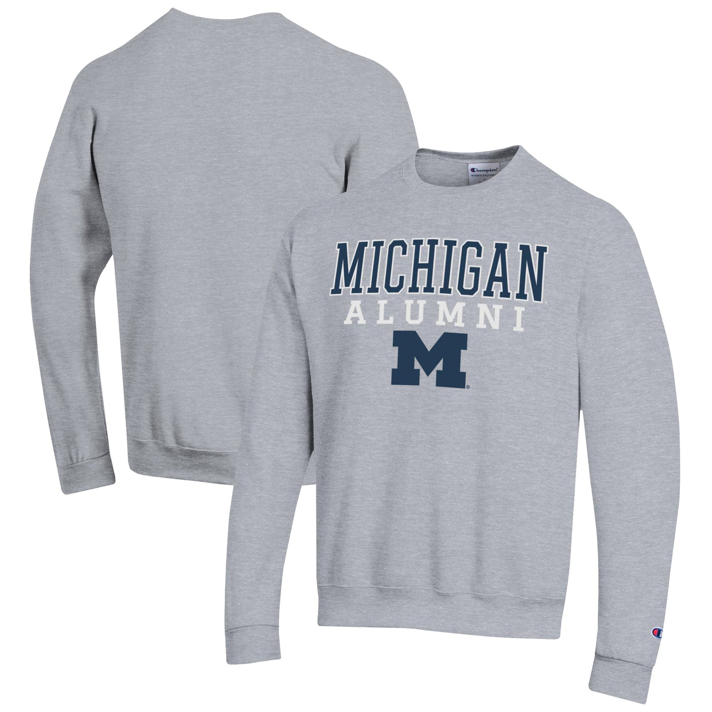 Men's Champion  Gray Michigan Wolverines Alumni Logo Pullover Sweatshirt