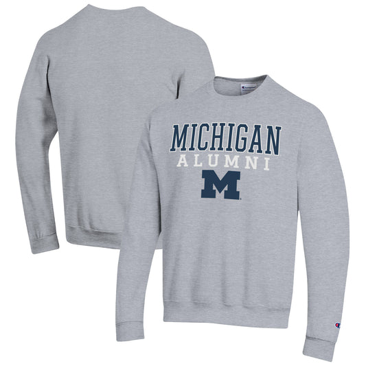 Men's Champion  Gray Michigan Wolverines Alumni Logo Pullover Sweatshirt