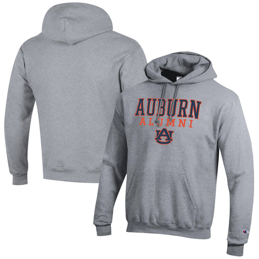 Men's Champion  Gray Auburn Tigers Alumni Logo Stack Pullover Hoodie