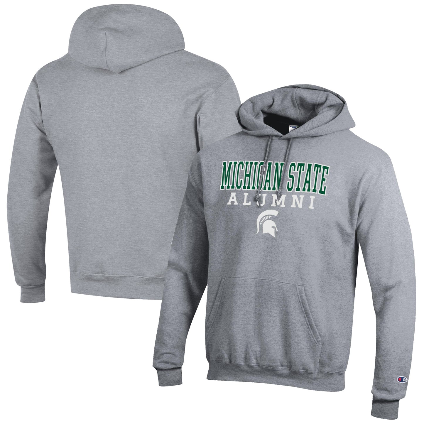 Men's Champion  Gray Michigan State Spartans Alumni Logo Stack Pullover Hoodie