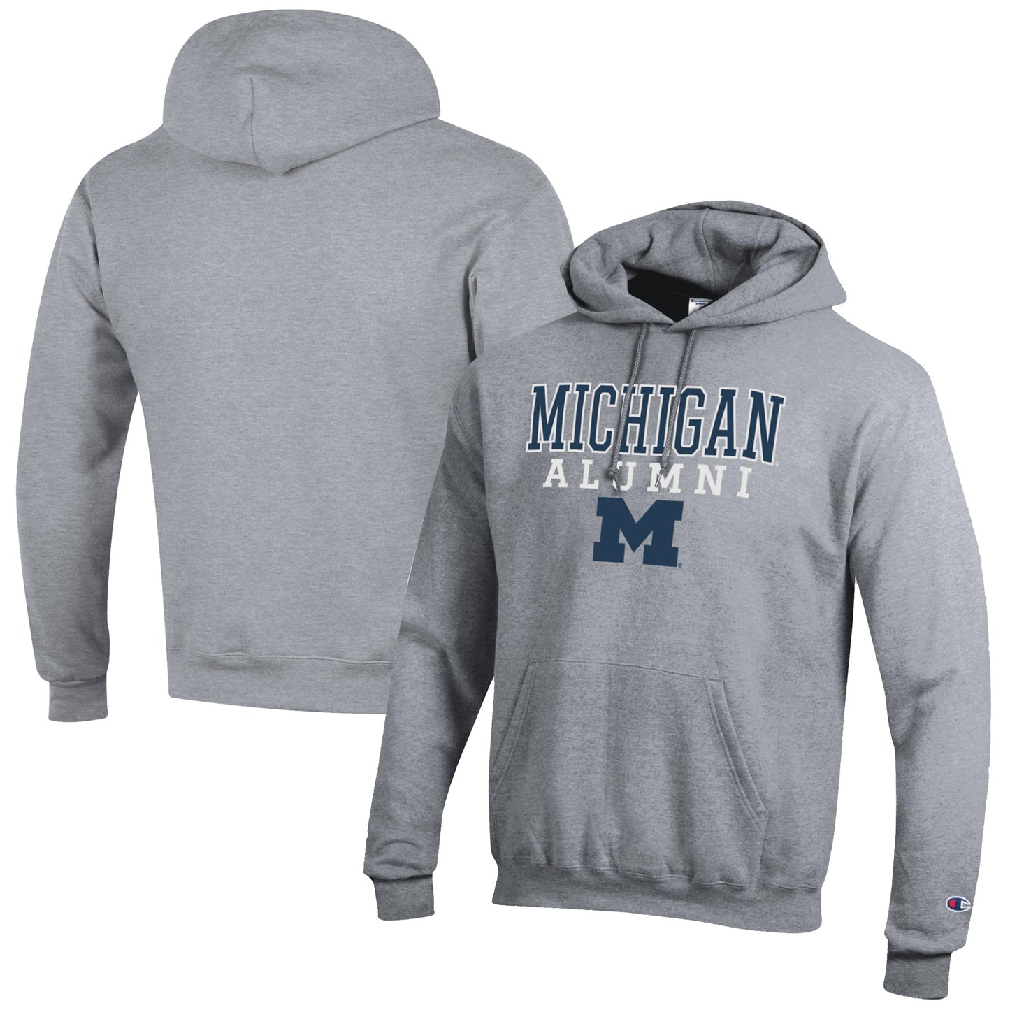 Men's Champion  Gray Michigan Wolverines Alumni Logo Stack Pullover Hoodie