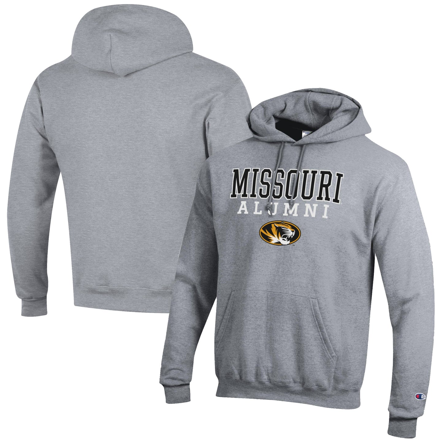 Men's Champion  Gray Missouri Tigers Alumni Logo Stack Pullover Hoodie