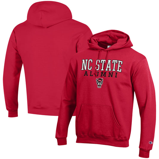 Men's Champion  Red NC State Wolfpack Alumni Logo Stack Pullover Hoodie