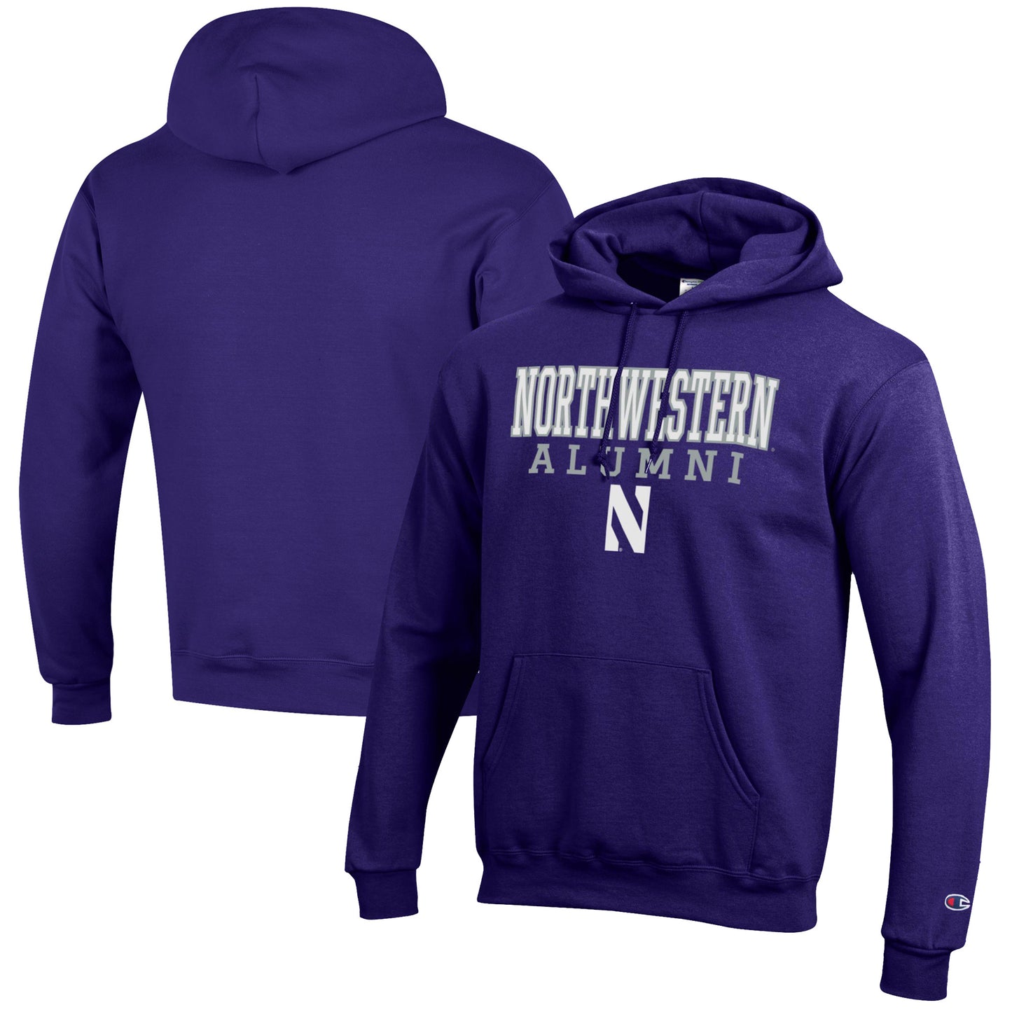 Men's Champion  Purple Northwestern Wildcats Alumni Logo Stack Pullover Hoodie