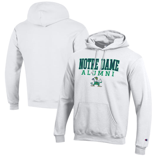 Men's Champion  White Notre Dame Fighting Irish Alumni Logo Stack Pullover Hoodie