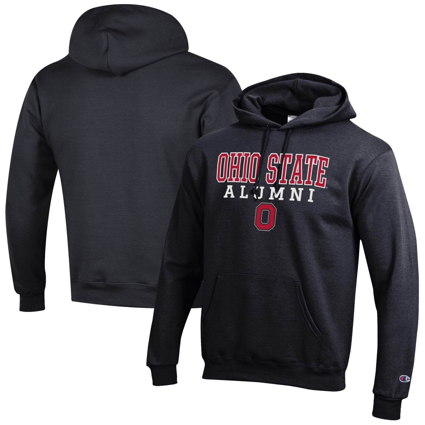 Men's Champion  Black Ohio State Buckeyes Alumni Logo Stack Pullover Hoodie