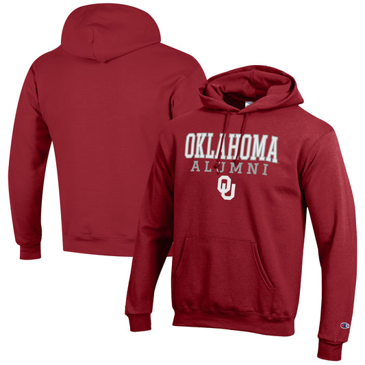 Men's Champion  Crimson Oklahoma Sooners Alumni Logo Stack Pullover Hoodie