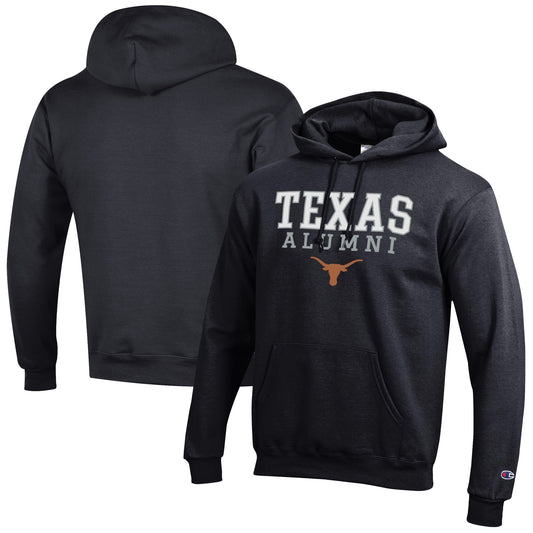 Men's Champion  Black Texas Longhorns Alumni Logo Stack Pullover Hoodie