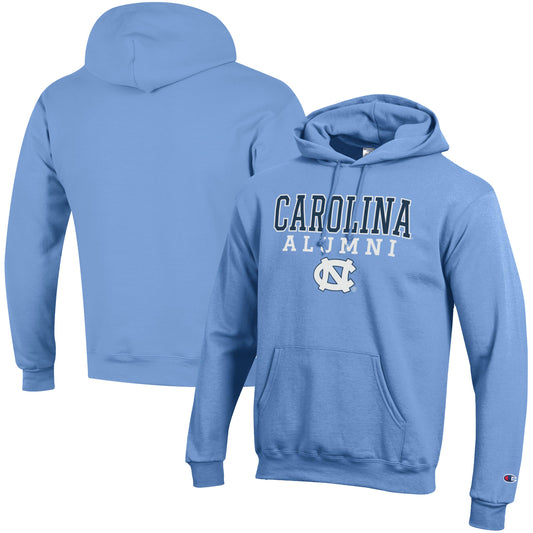 Men's Champion Carolina Blue North Carolina Tar Heels Alumni Logo Stack Pullover Hoodie