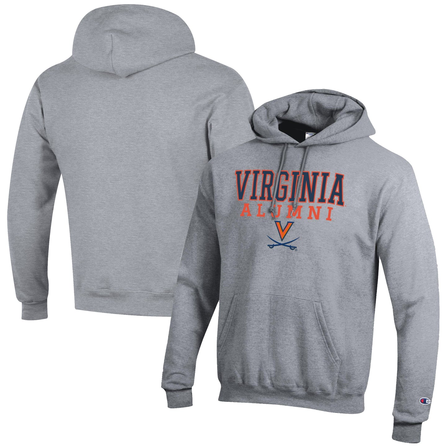 Men's Champion  Gray Virginia Cavaliers Alumni Logo Stack Pullover Hoodie