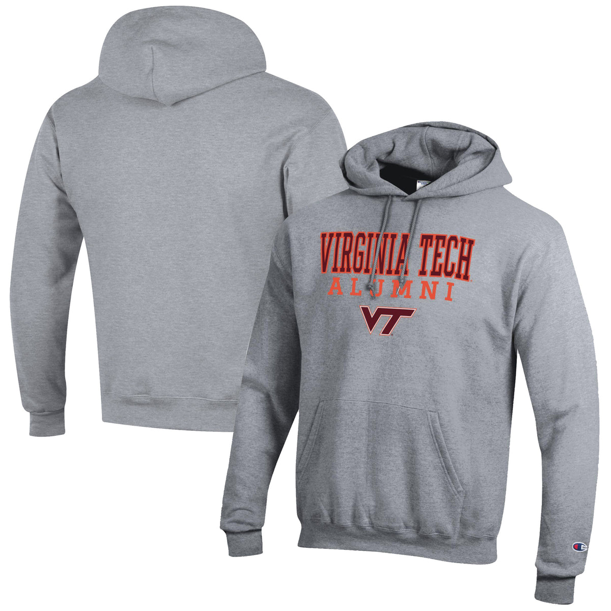 Men's Champion  Gray Virginia Tech Hokies Alumni Logo Stack Pullover Hoodie
