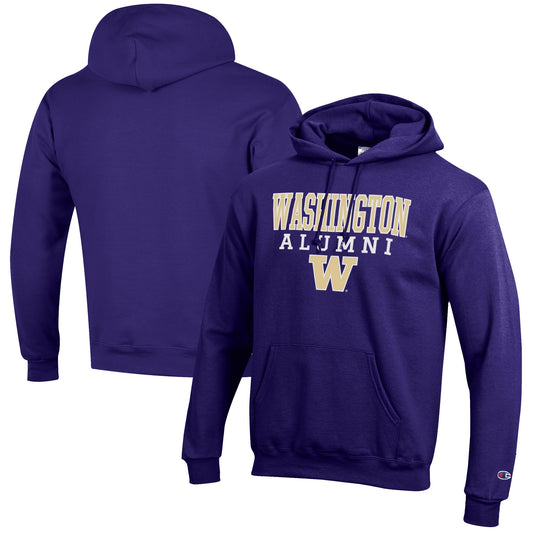 Men's Champion  Purple Washington Huskies Alumni Logo Stack Pullover Hoodie