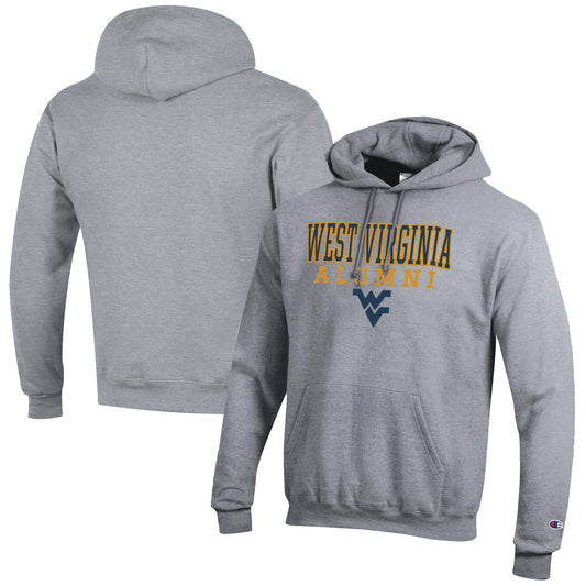 Men's Champion  Gray West Virginia Mountaineers Alumni Logo Stack Pullover Hoodie