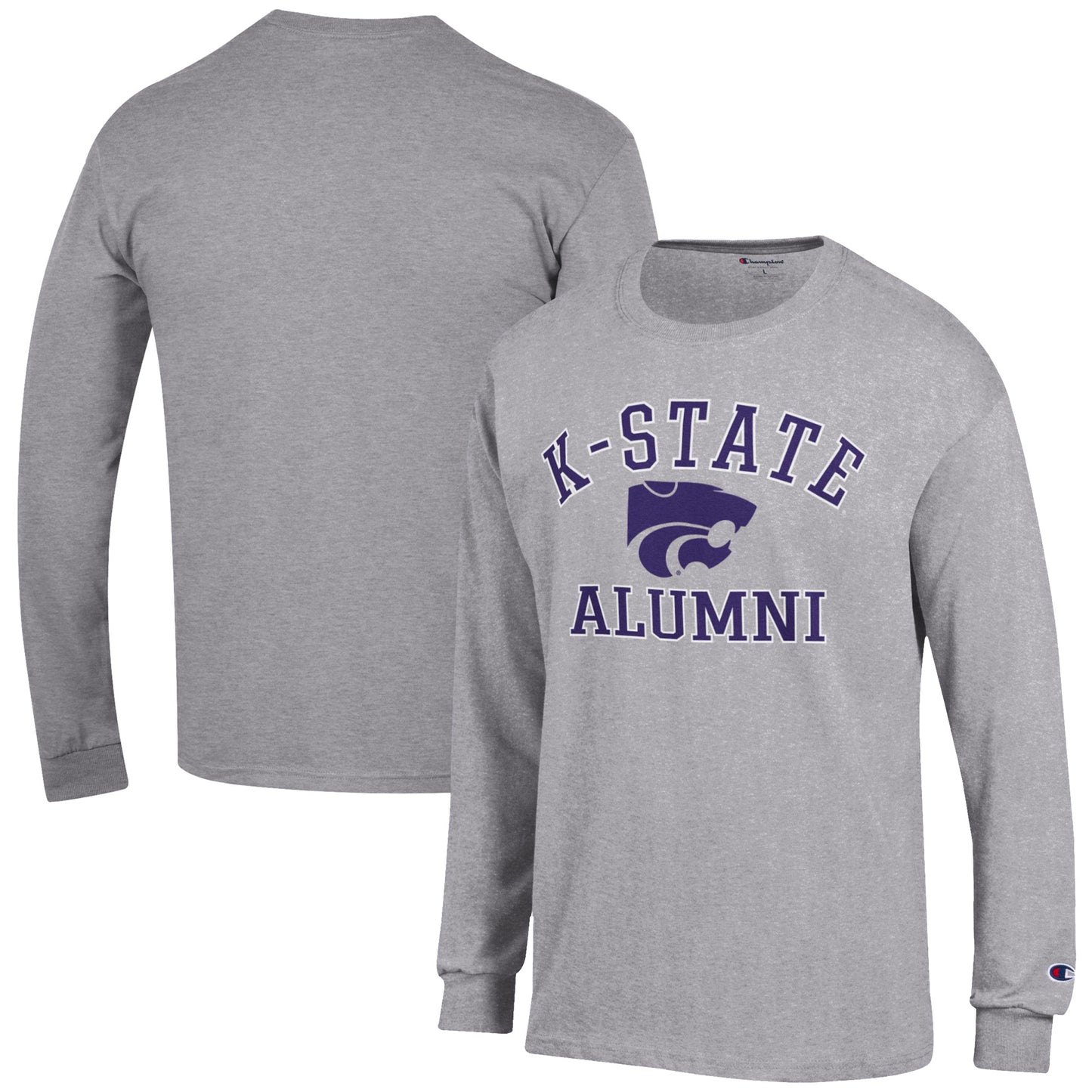 Men's Champion  Gray Kansas State Wildcats Alumni Logo Long Sleeve T-Shirt