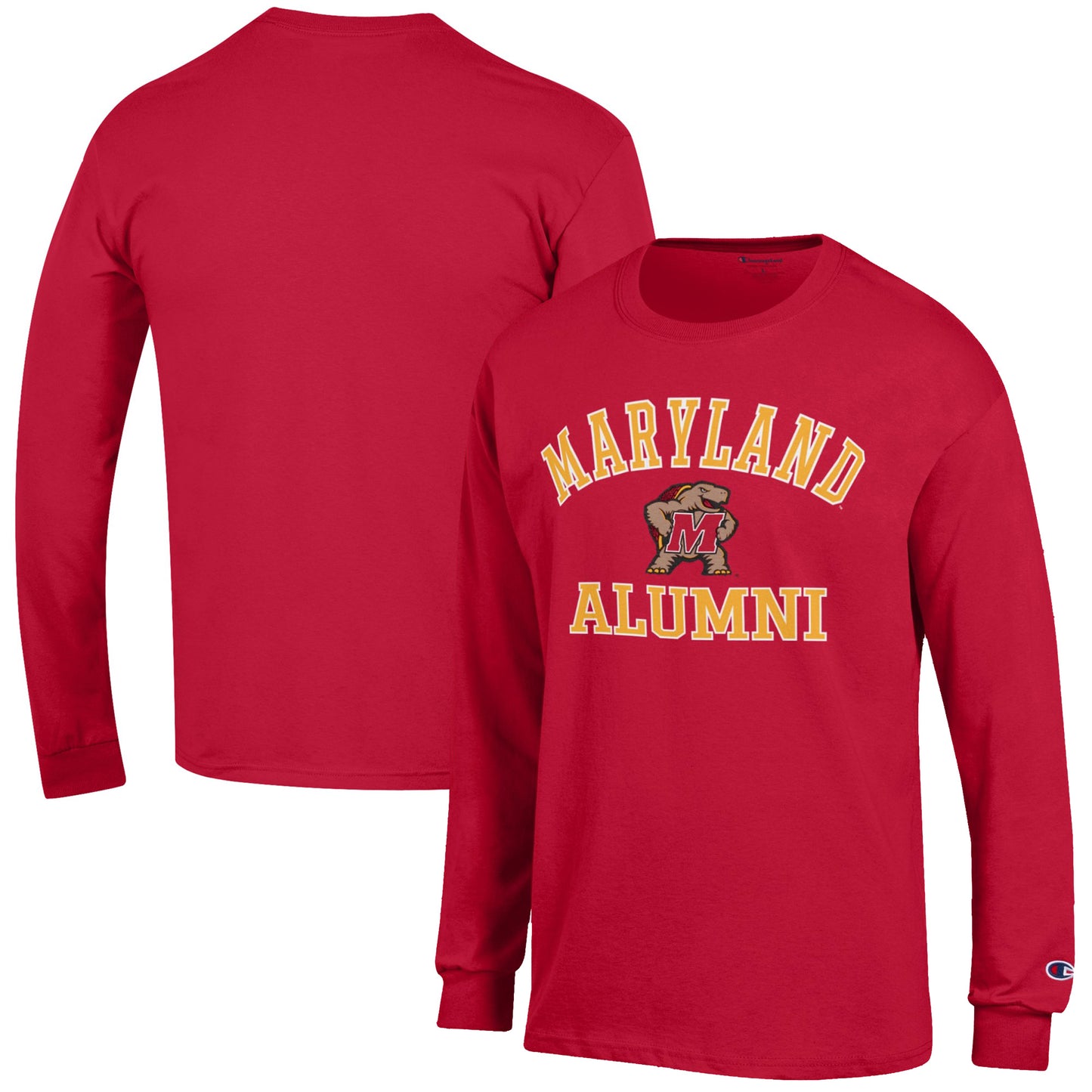 Men's Champion  Red Maryland Terrapins Alumni Logo Long Sleeve T-Shirt