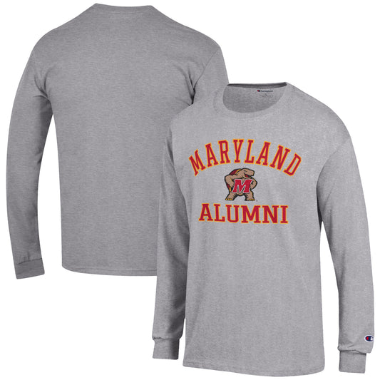 Men's Champion  Gray Maryland Terrapins Alumni Logo Long Sleeve T-Shirt