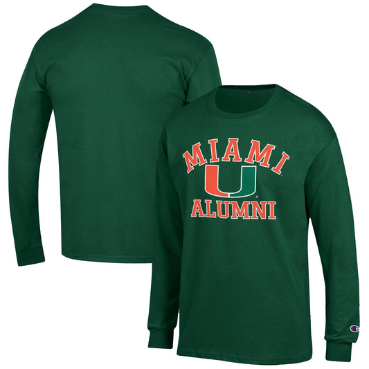 Men's Champion  Green Miami Hurricanes Alumni Logo Long Sleeve T-Shirt