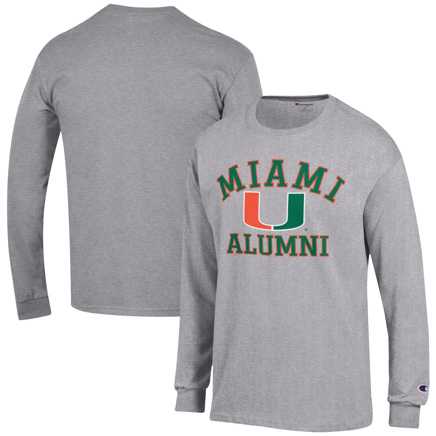 Men's Champion  Gray Miami Hurricanes Alumni Logo Long Sleeve T-Shirt