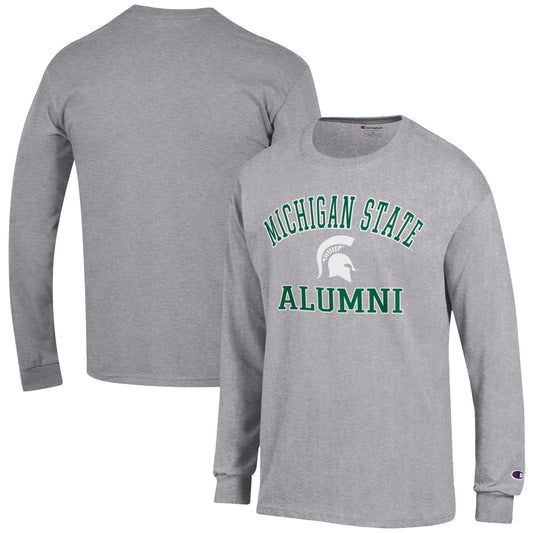 Men's Champion  Gray Michigan State Spartans Alumni Logo Long Sleeve T-Shirt