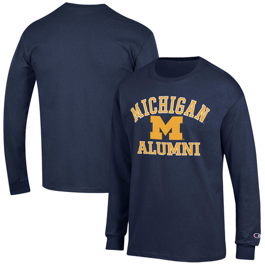 Men's Champion  Navy Michigan Wolverines Alumni Logo Long Sleeve T-Shirt