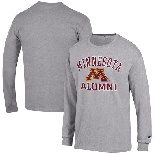 Men's Champion  Gray Minnesota Golden Gophers Alumni Logo Long Sleeve T-Shirt