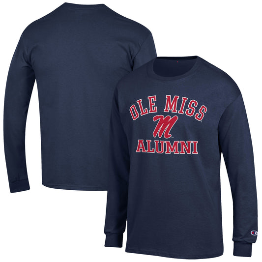 Men's Champion  Navy Ole Miss Rebels Alumni Logo Long Sleeve T-Shirt