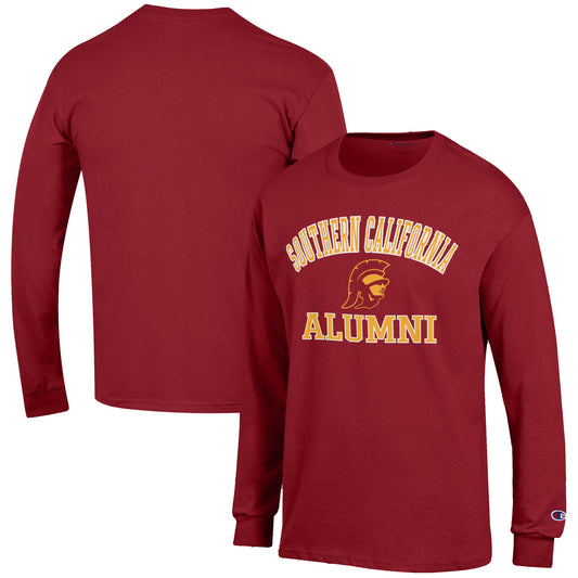 Men's Champion  Cardinal USC Trojans Alumni Logo Long Sleeve T-Shirt