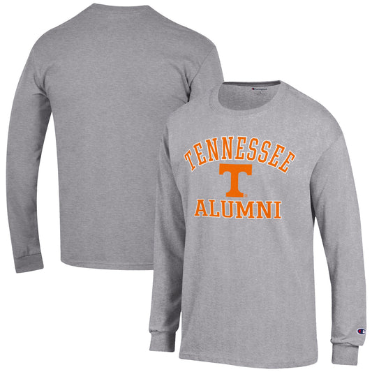 Men's Champion  Heather Gray Tennessee Volunteers Alumni Logo Long Sleeve T-Shirt