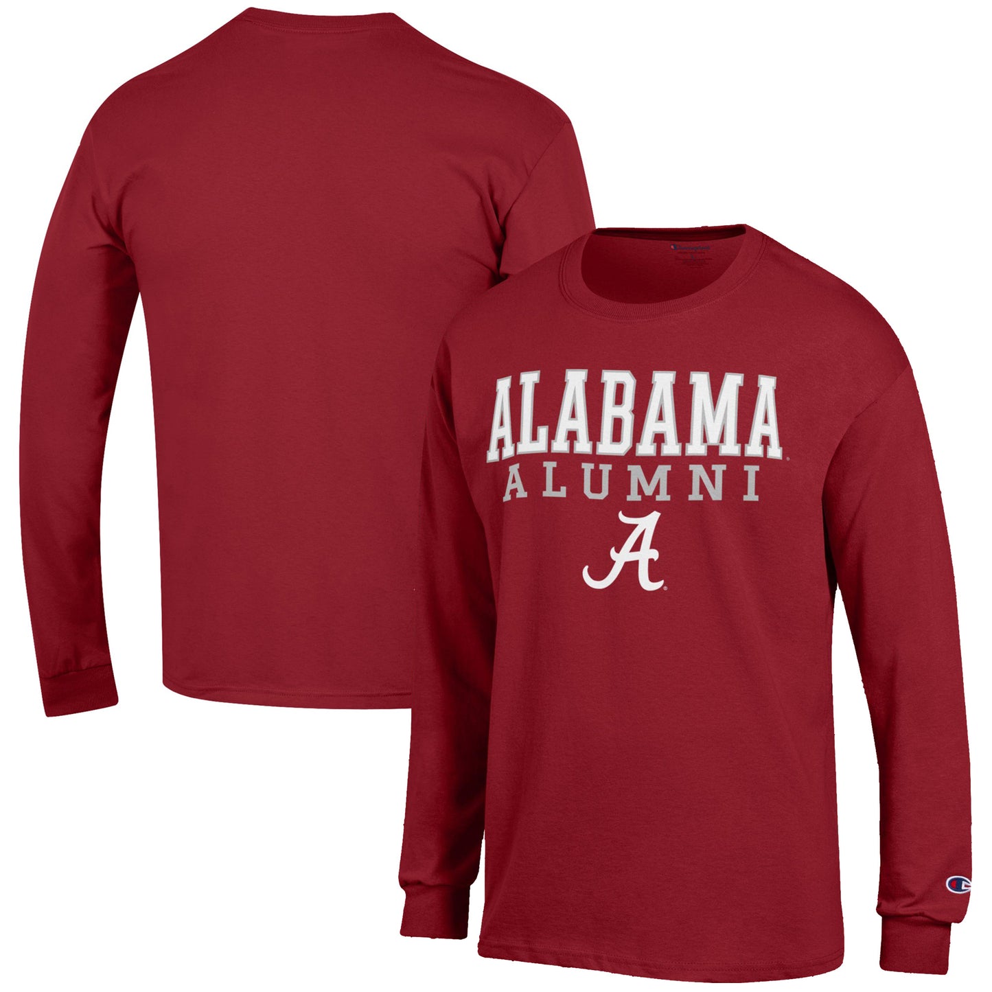 Men's Champion  Crimson Alabama Crimson Tide Alumni Logo Stack Long Sleeve T-Shirt