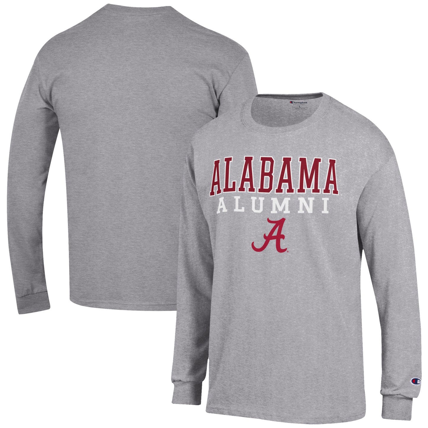 Men's Champion  Gray Alabama Crimson Tide Alumni Logo Stack Long Sleeve T-Shirt