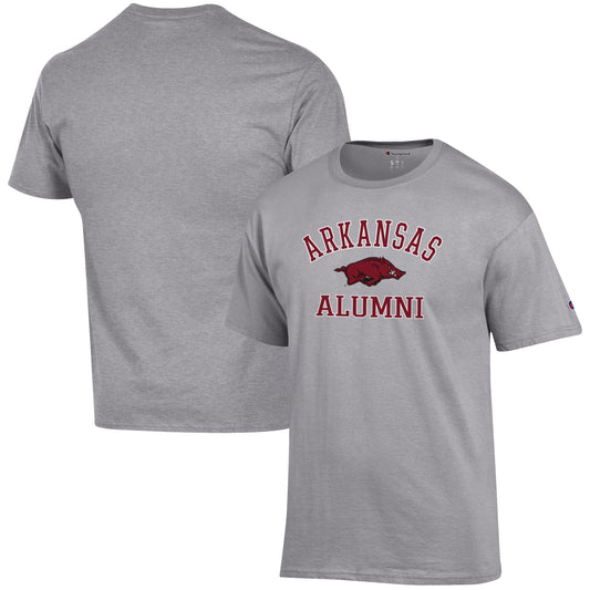 Men's Champion  Gray Arkansas Razorbacks Alumni Logo T-Shirt