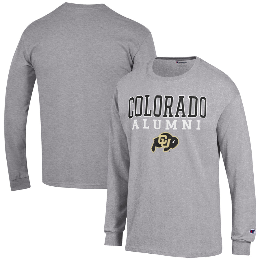Men's Champion  Gray Colorado Buffaloes Alumni Logo Stack Long Sleeve T-Shirt