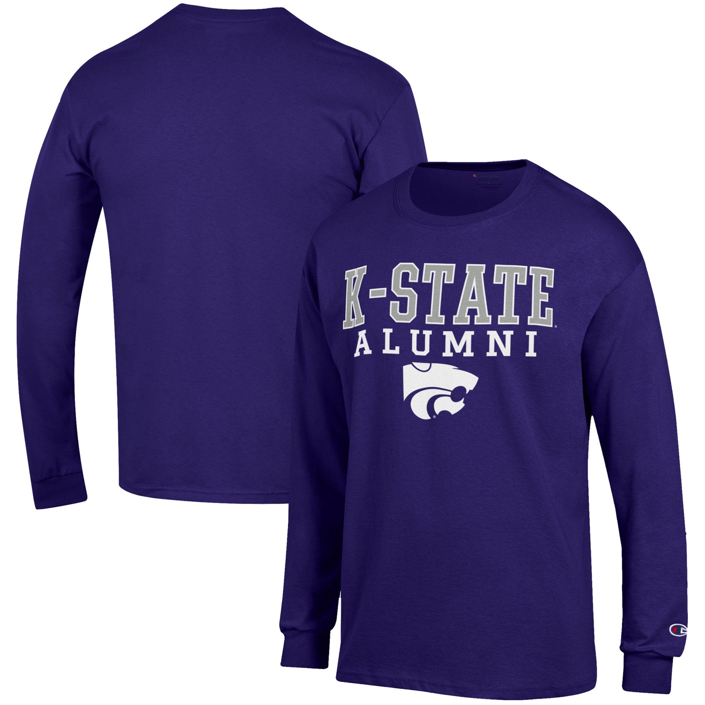 Men's Champion  Purple Kansas State Wildcats Alumni Logo Stack Long Sleeve T-Shirt