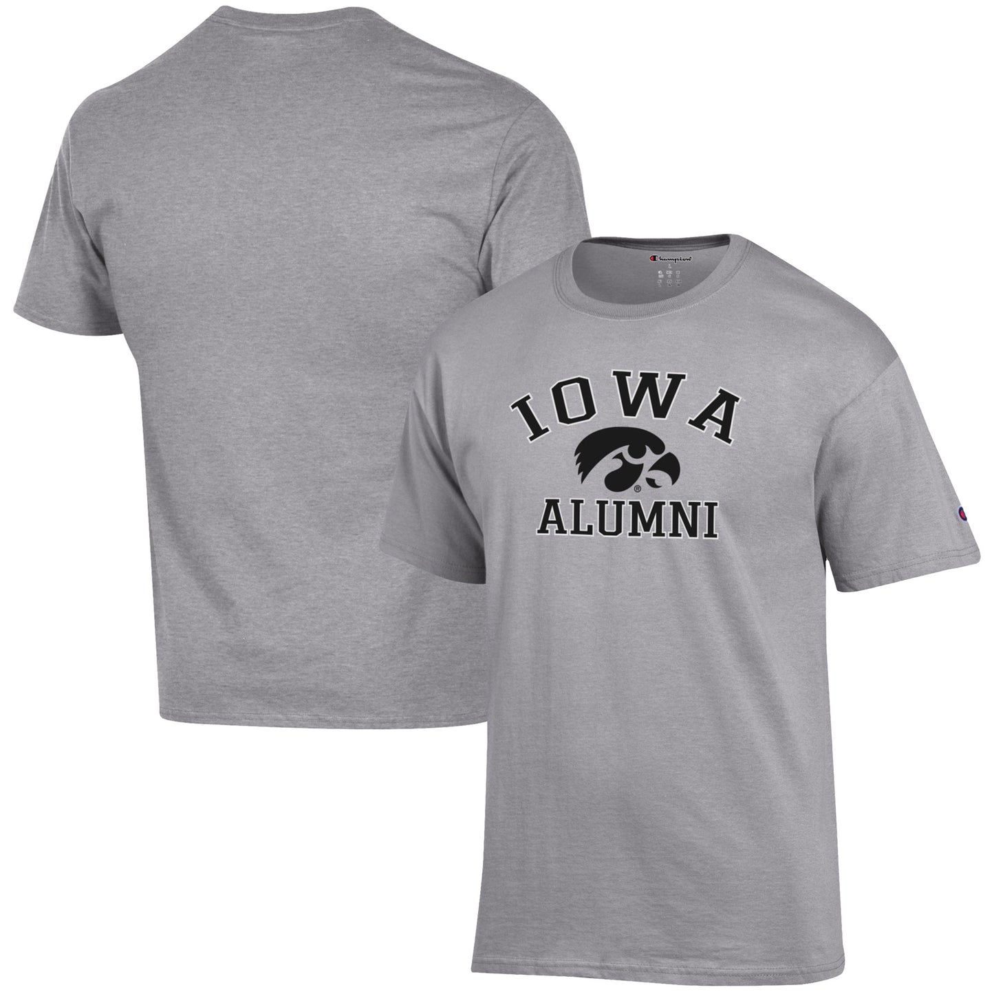 Men's Champion  Gray Iowa Hawkeyes Alumni Logo T-Shirt