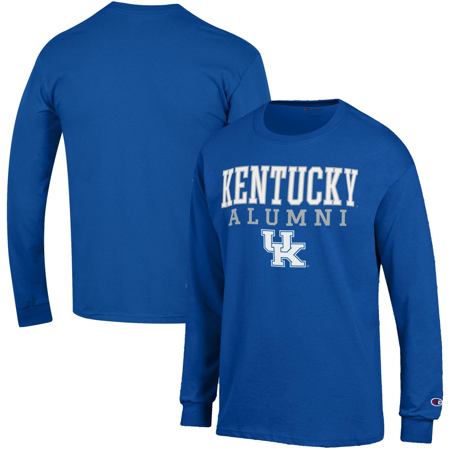 Men's Champion  Royal Kentucky Wildcats Alumni Logo Stack Long Sleeve T-Shirt