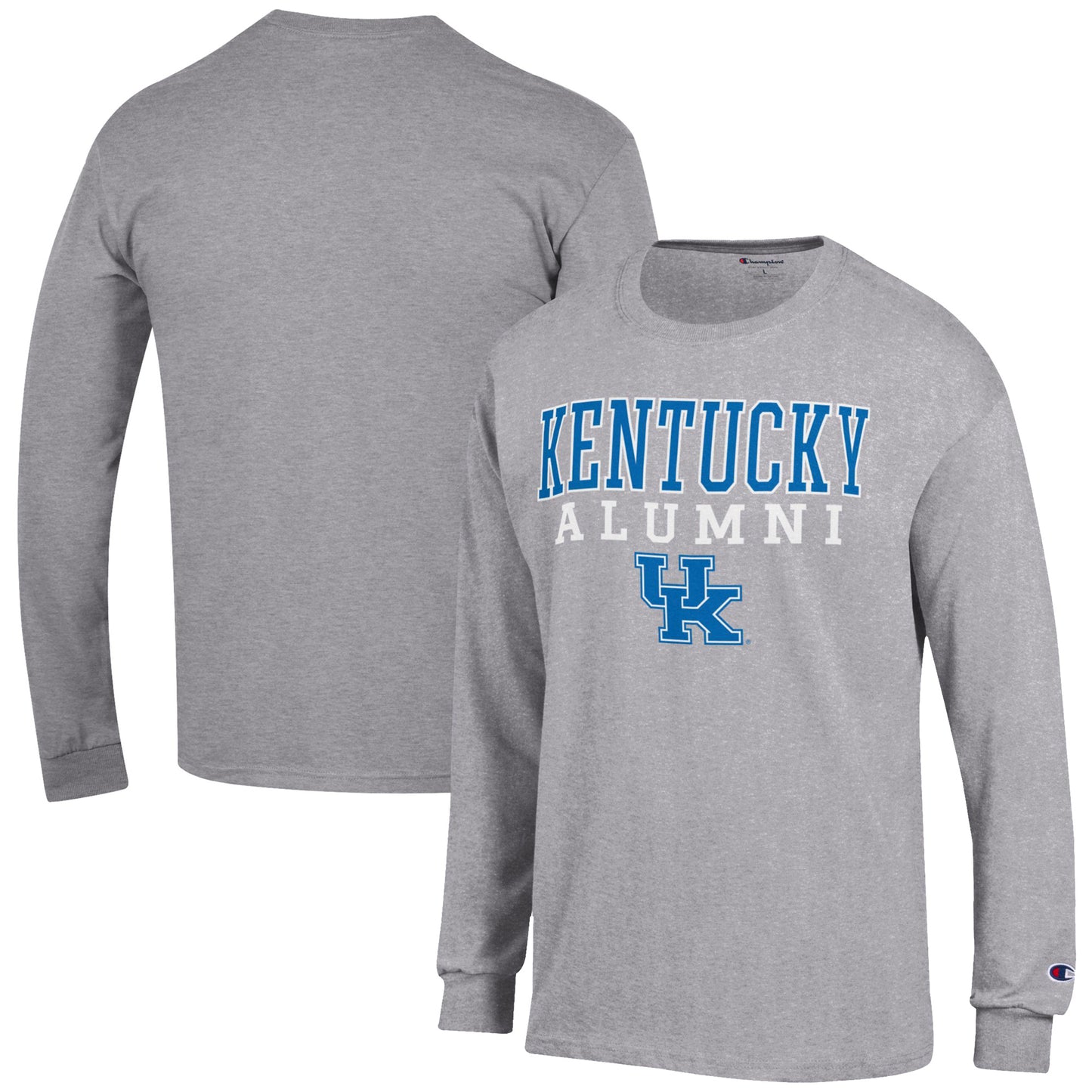 Men's Champion  Gray Kentucky Wildcats Alumni Logo Stack Long Sleeve T-Shirt