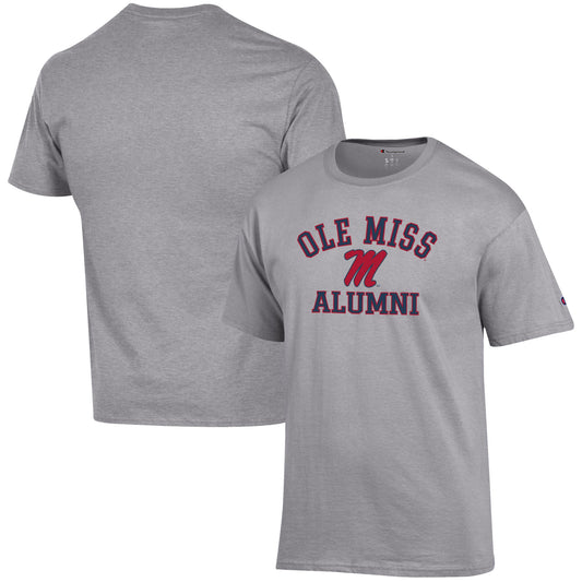 Men's Champion  Gray Ole Miss Rebels Alumni Logo T-Shirt