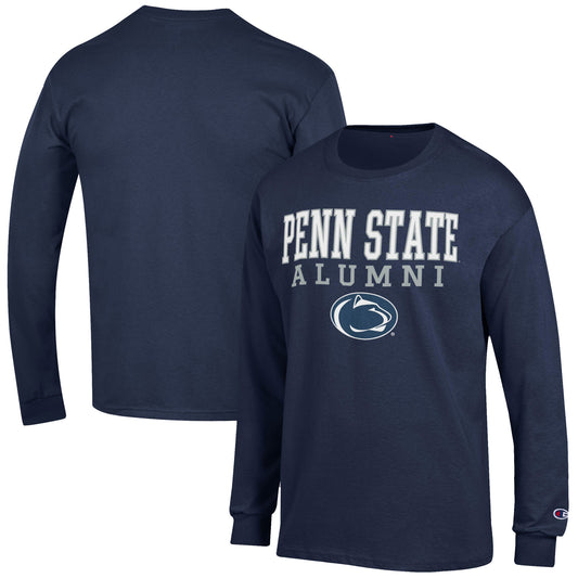 Men's Champion  Navy Penn State Nittany Lions Alumni Logo Stack Long Sleeve T-Shirt