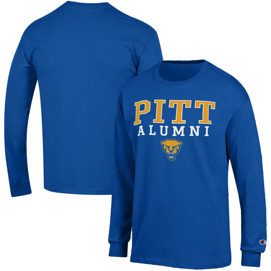 Men's Champion  Royal Pitt Panthers Alumni Logo Stack Long Sleeve T-Shirt