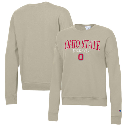 Women's Champion Tan Ohio State Buckeyes Powerblend Pullover Sweatshirt