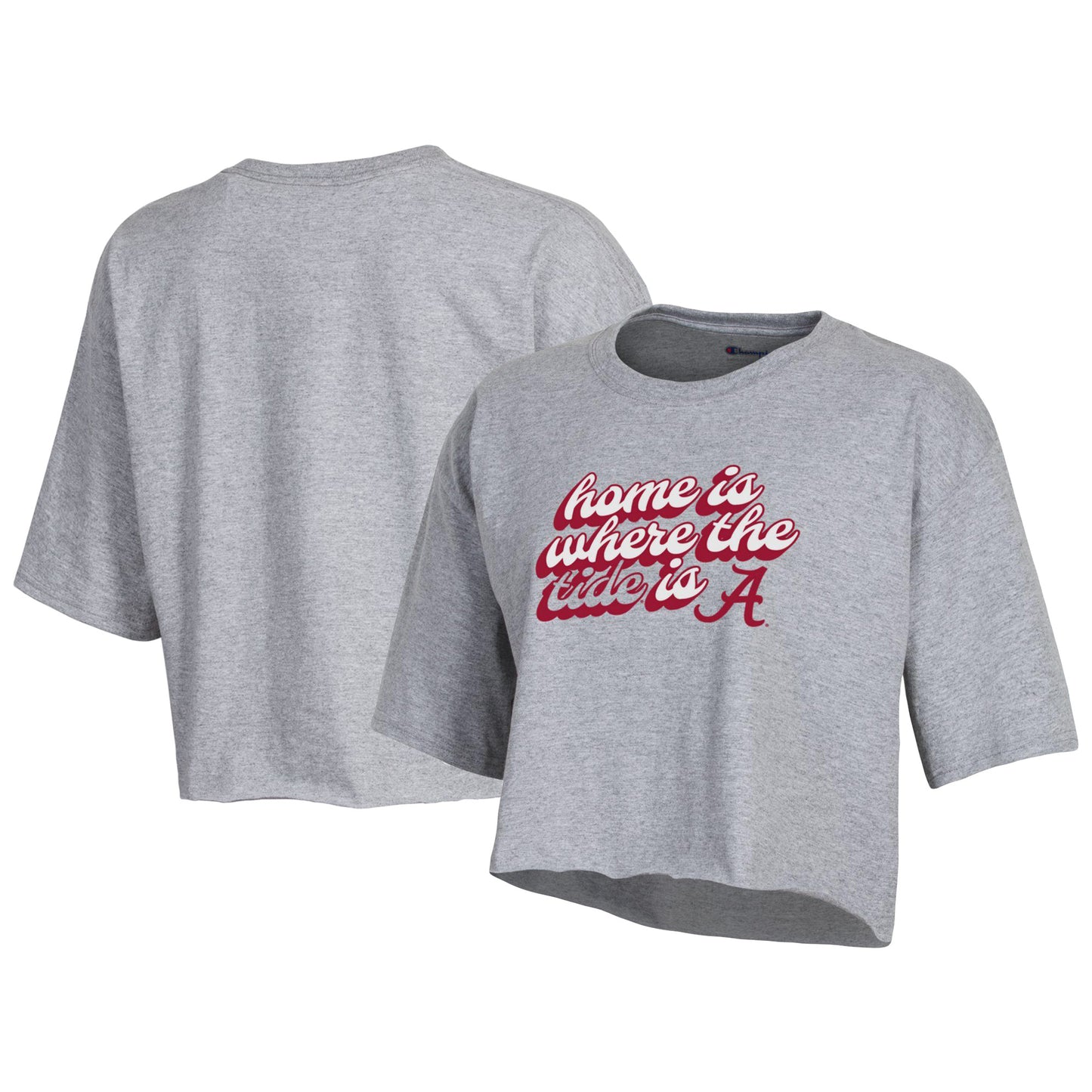 Women's Champion Gray Alabama Crimson Tide Boyfriend Cropped T-Shirt